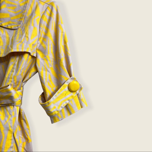Anthropologie Luii Belted Yellow & Gray Lined Trench Jacket - Picture 5 of 9